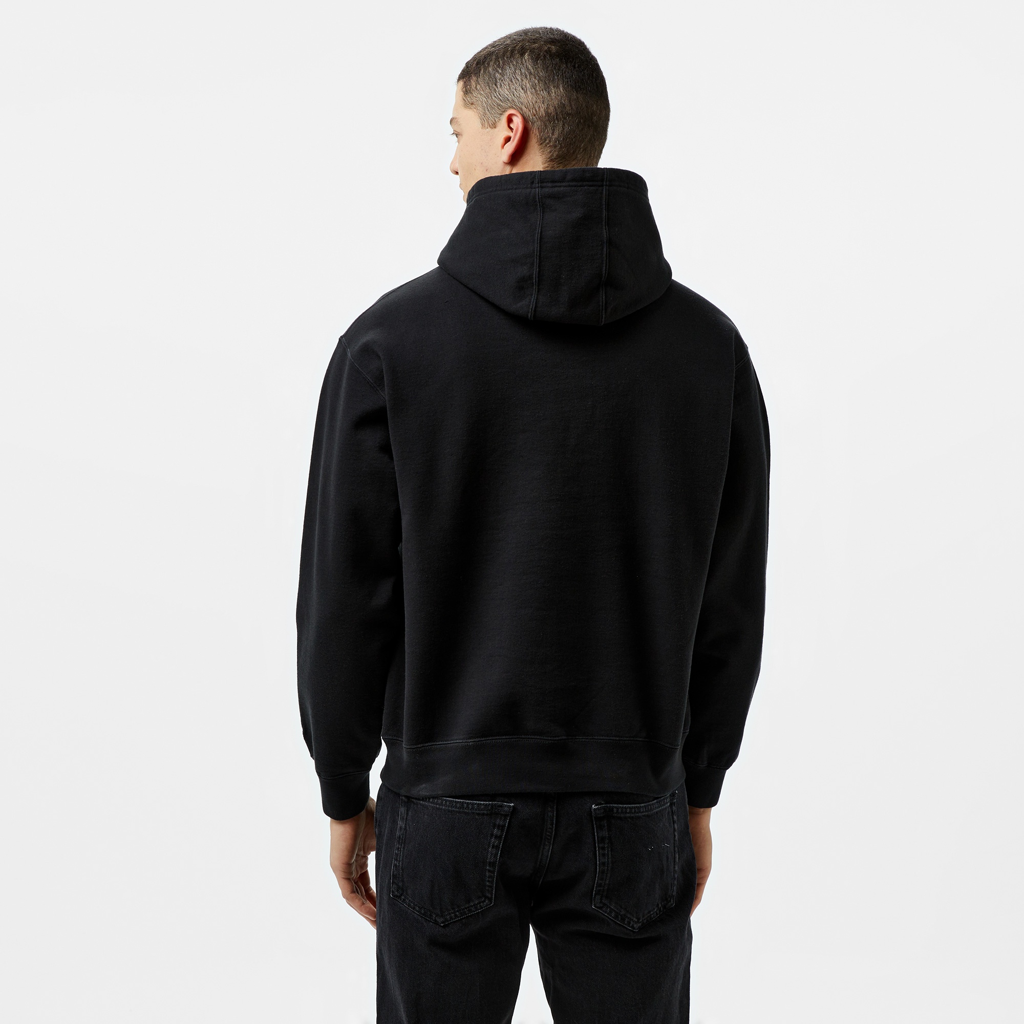 Market Washed Arc Erkek Siyah Hoodie