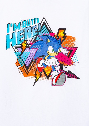  Mavi Sonic Baskılı Beyaz Tişört Regular Fit / Normal Kesim 6610249-620