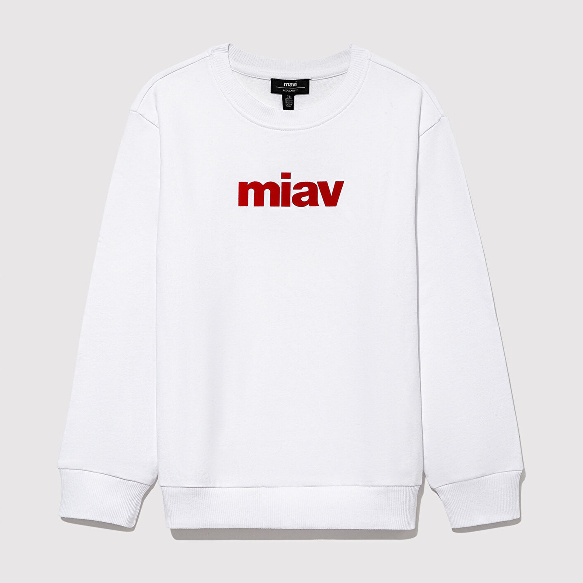 Mavi Kırmızı Miav Baskılı Beyaz Çocuk Sweatshirt 6610031-602