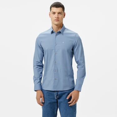  Calvin Klein Poplin Stretch Slim Erkek Lacivert Gömlek