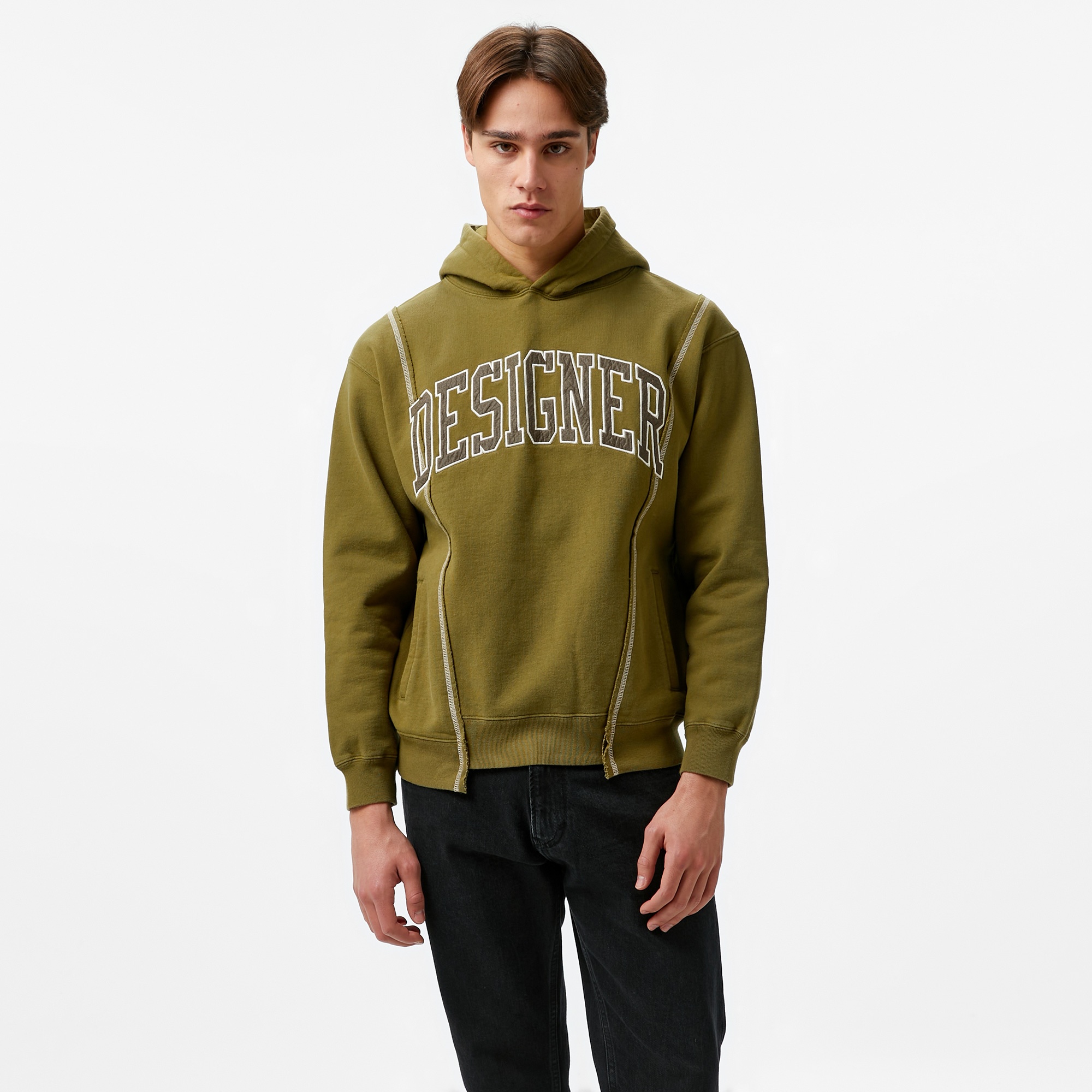 Market Designer Split Erkek Haki Sweatshirt