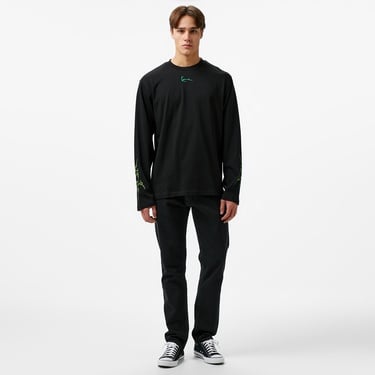  Karl Kani Small Signature Tribal Uzun Kollu Erkek Siyah T-Shirt