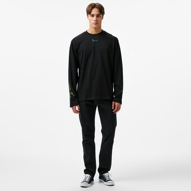  Karl Kani Small Signature Tribal Uzun Kollu Erkek Siyah T-Shirt