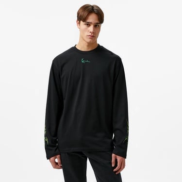  Karl Kani Small Signature Tribal Uzun Kollu Erkek Siyah T-Shirt