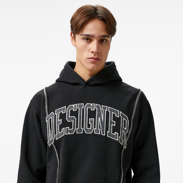  Market Designer Split Erkek Siyah Sweatshirt