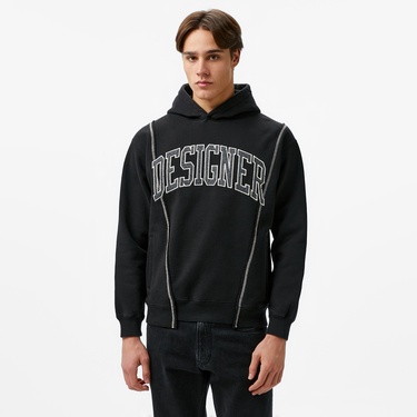 Market Designer Split Erkek Siyah Sweatshirt