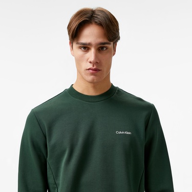  Calvin Klein Micro Logo Repreve Erkek Yeşil Sweatshirt