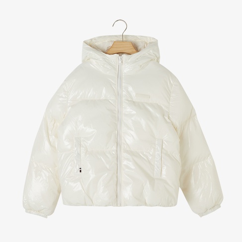  Tommy Hilfiger New York Glossy Puffer Çocuk Beyaz Mont
