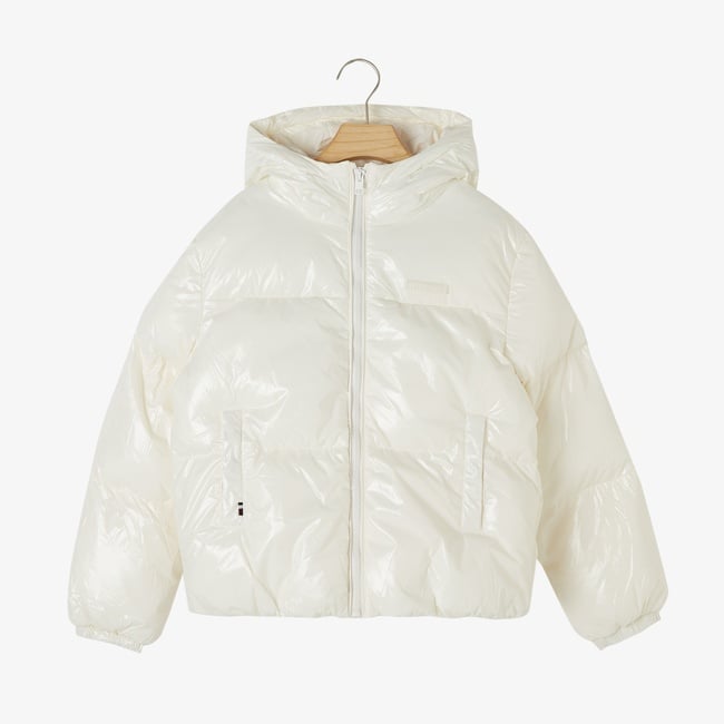  Tommy Hilfiger New York Glossy Puffer Çocuk Beyaz Mont