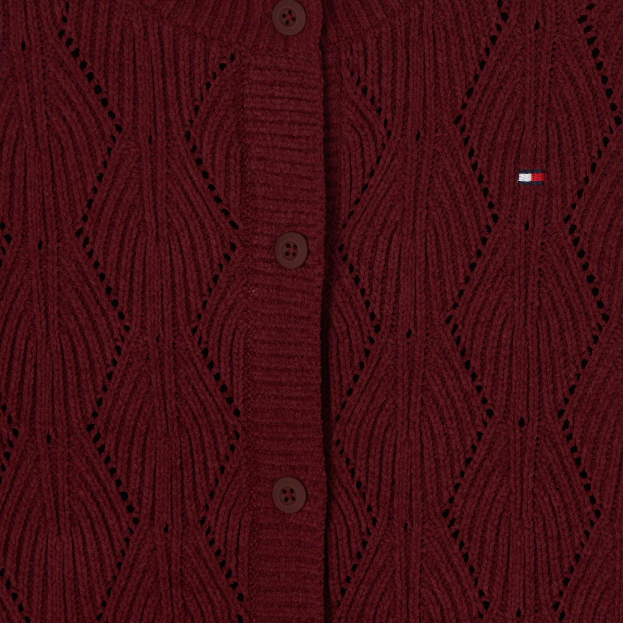 Tommy Hilfiger Chenılle Çocuk Bordo Hırka