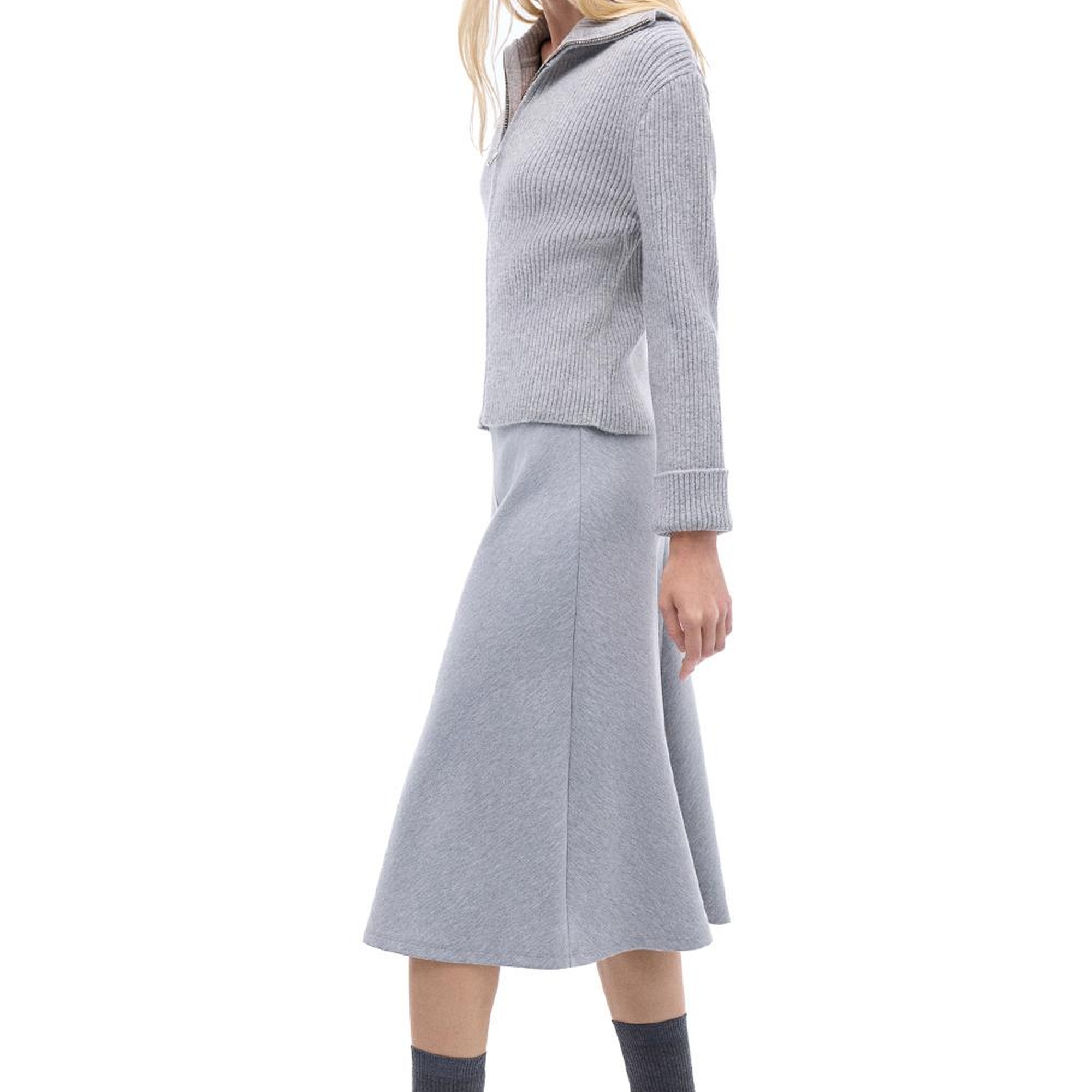 Triko Rahat Kalıp Standart Boy Takma Kol Gömlek Yaka Gri Hırka