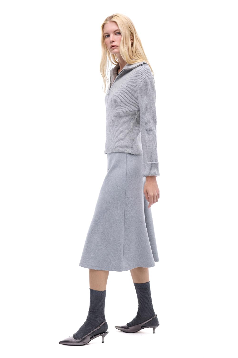  Triko Rahat Kalıp Standart Boy Takma Kol Gömlek Yaka Gri Hırka