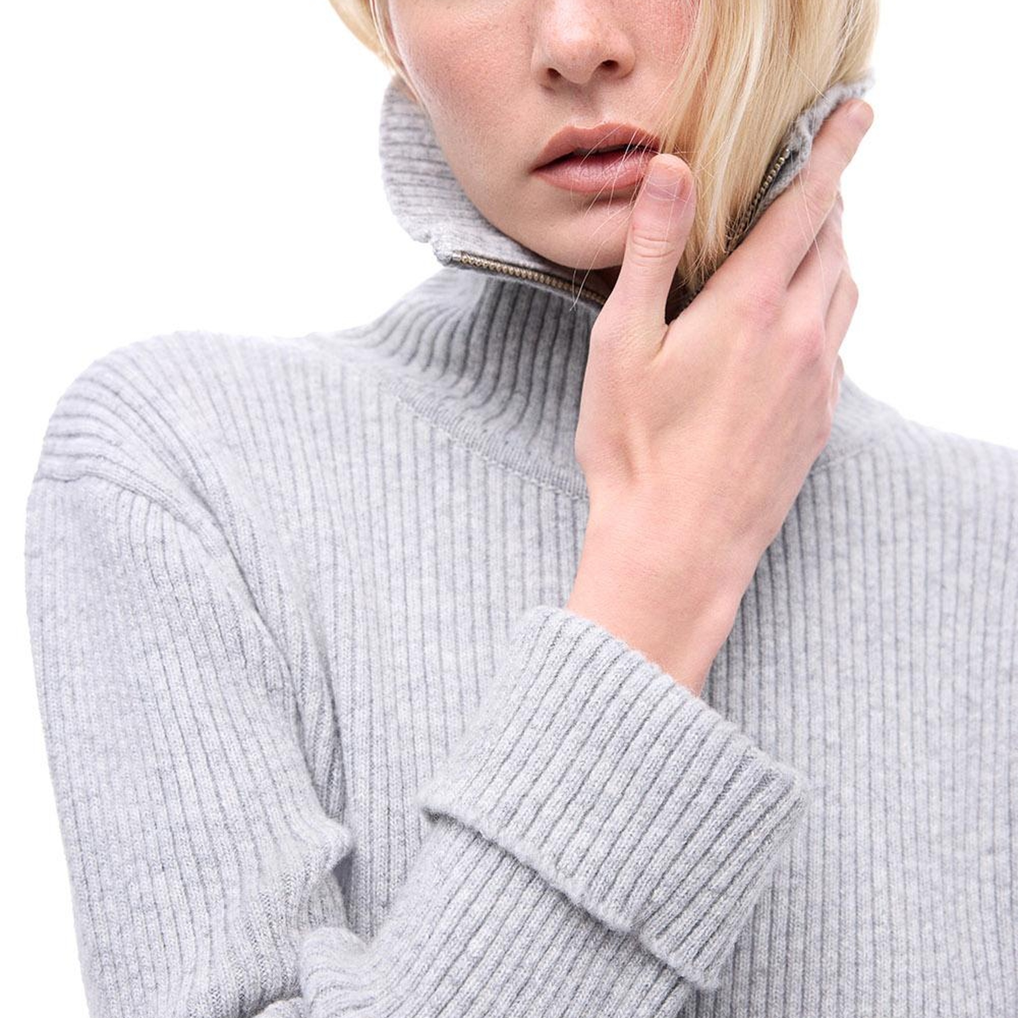 Triko Rahat Kalıp Standart Boy Takma Kol Gömlek Yaka Gri Hırka