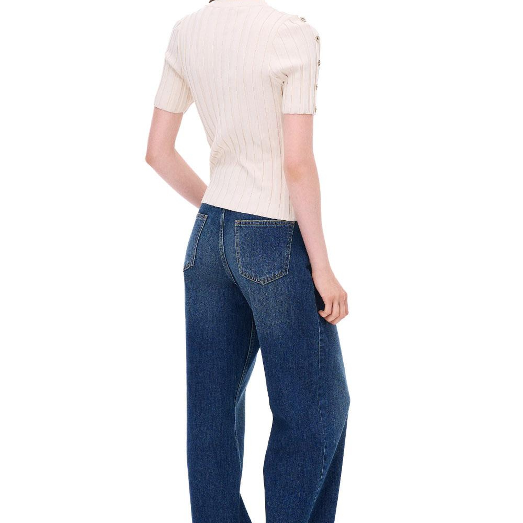 Triko Slim Fit Standart Boy Takma Kol Bisiklet Yaka Bej Bluz