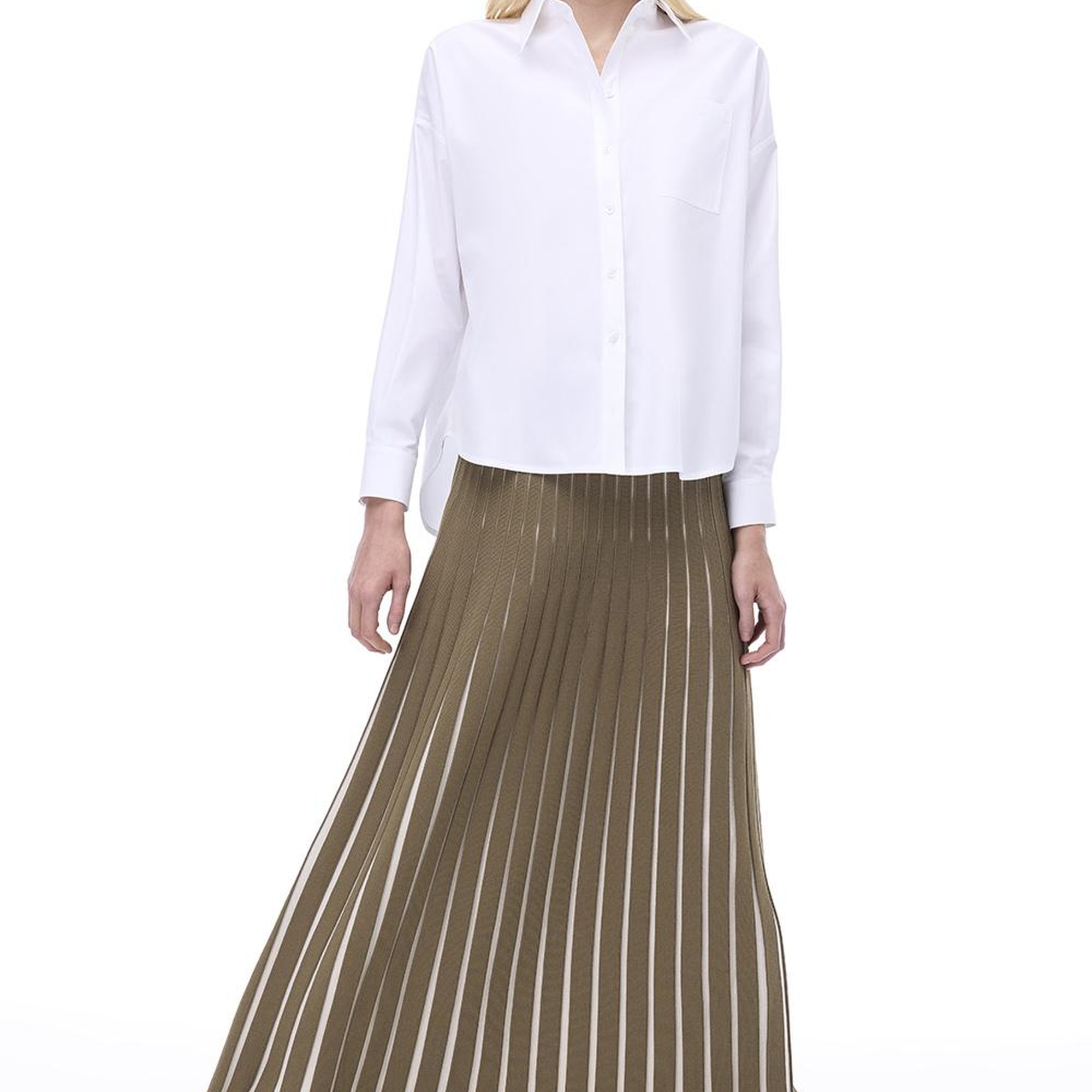 Depth Rahat Kalıp Takma Kol Gömlek Yaka Beyaz Renk Kadın Gömlek