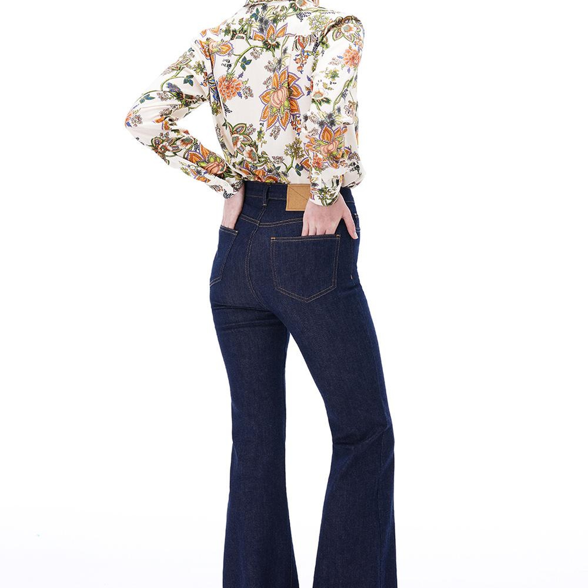 Sahras Rahat Kalıp Çiçek Desen Standart Boy Düşük Kollu Gömlek Yaka Çok Renkli Gömlek