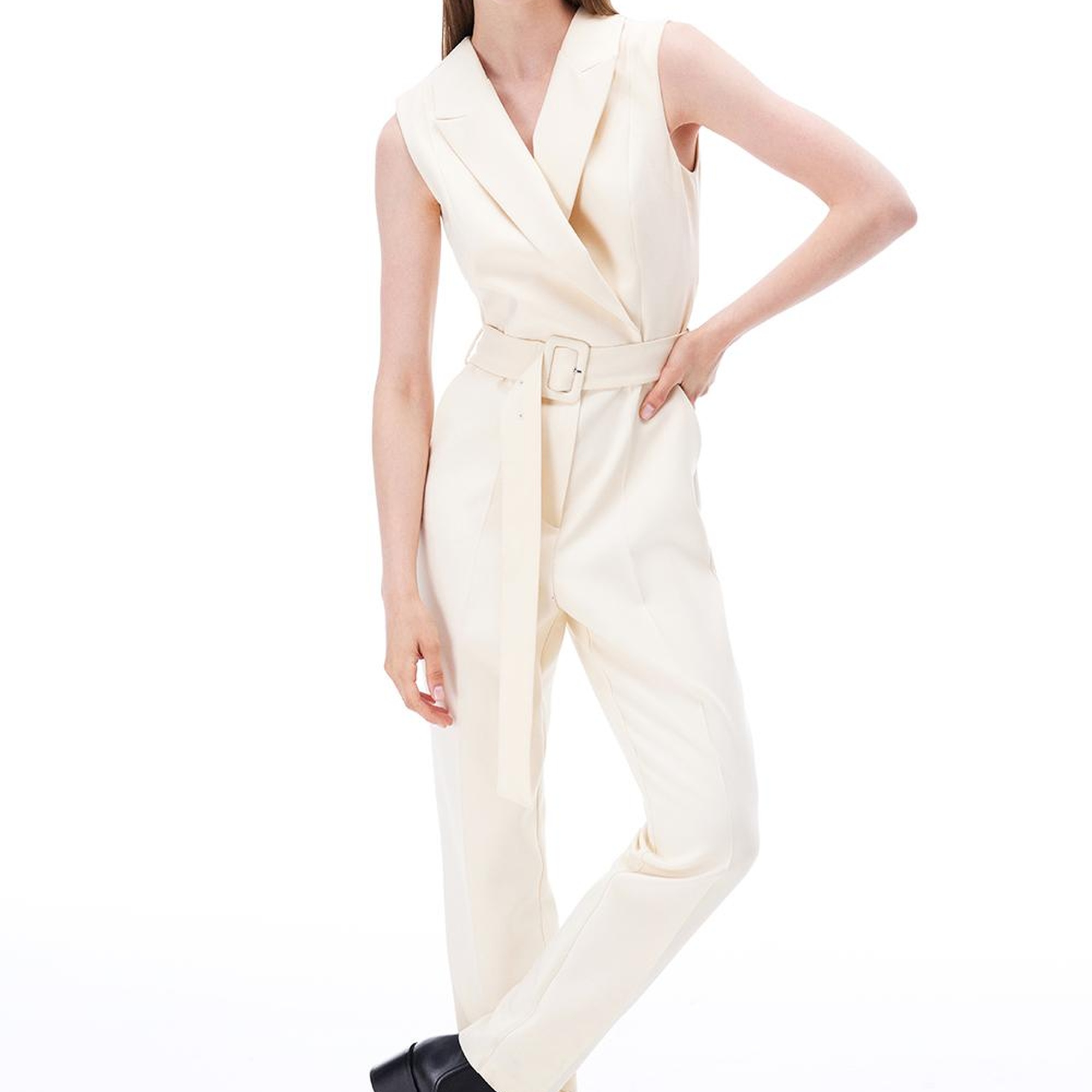 Morningstar Regular Fit Uzun Boy Sıfır Kol Erkek Yaka Acık bej Tulum