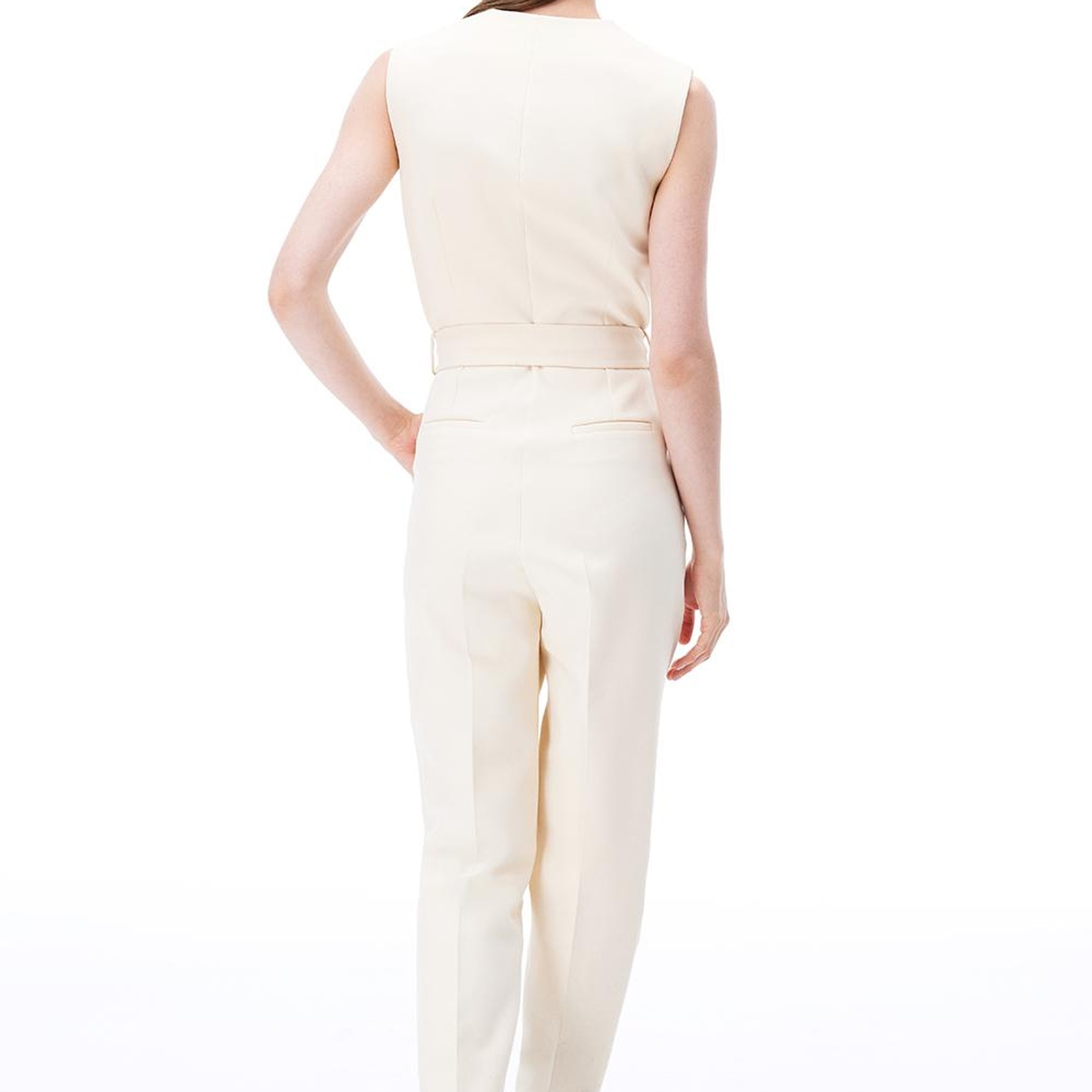 Morningstar Regular Fit Uzun Boy Sıfır Kol Erkek Yaka Acık bej Tulum