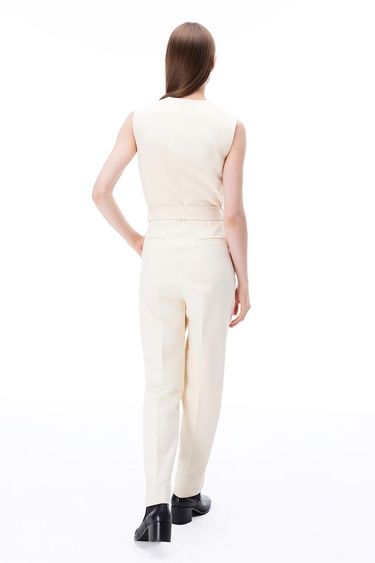  Morningstar Regular Fit Uzun Boy Sıfır Kol Erkek Yaka Acık bej Tulum