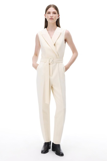  Morningstar Regular Fit Uzun Boy Sıfır Kol Erkek Yaka Acık bej Tulum