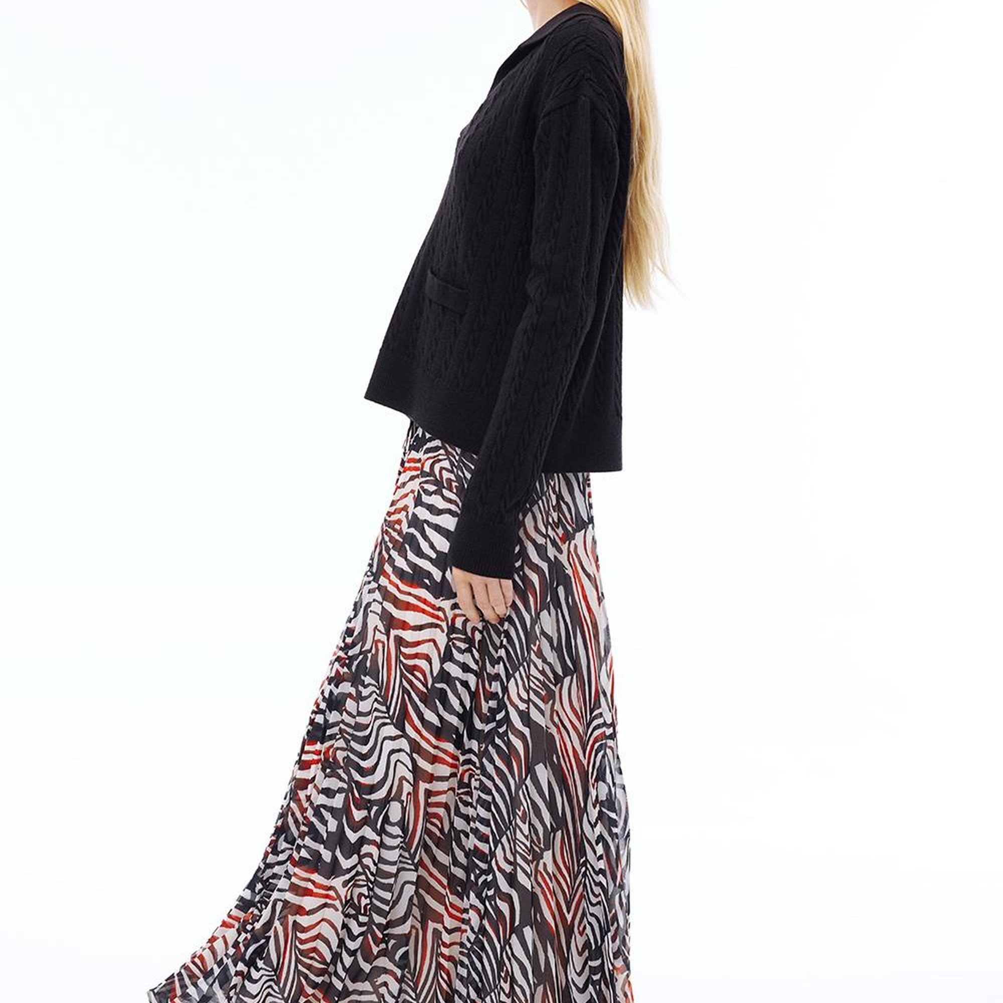 Deannas Rahat Kalıp Zebra Desen Midi Boy Çok Renkli Etek