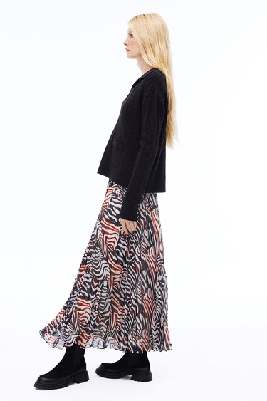  Deannas Rahat Kalıp Zebra Desen Midi Boy Çok Renkli Etek