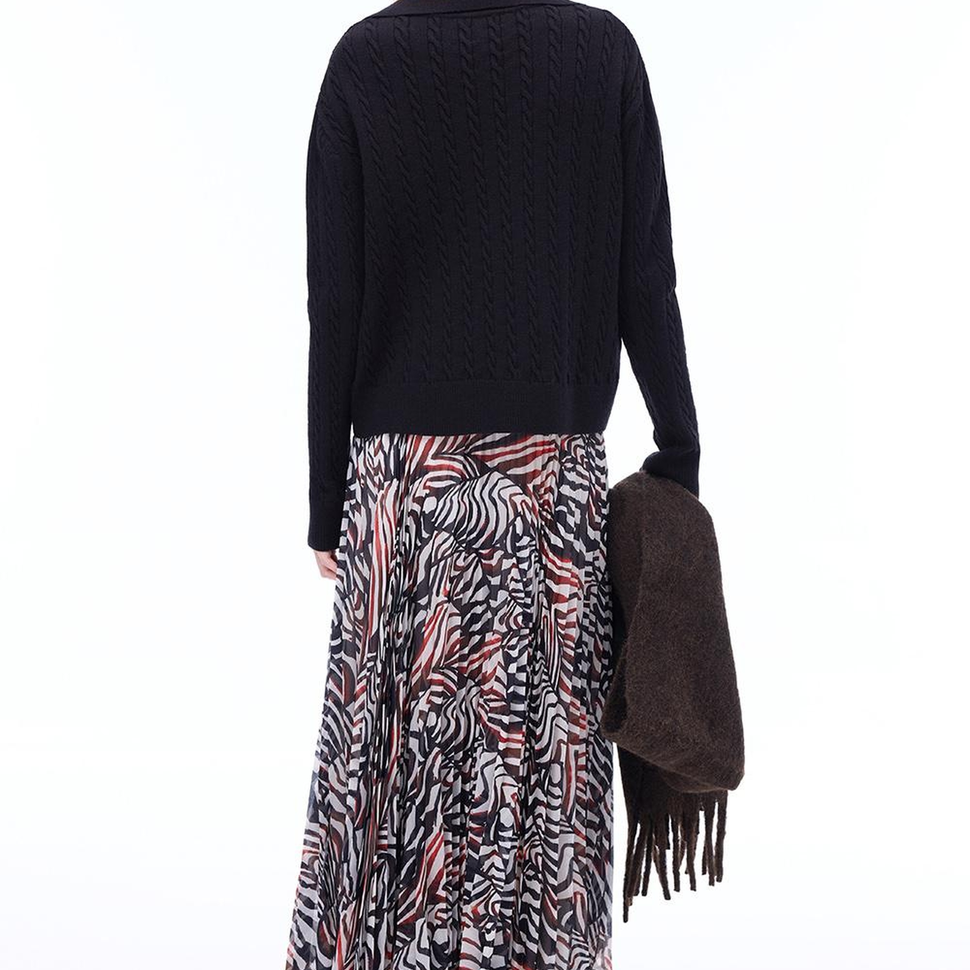 Deannas Rahat Kalıp Zebra Desen Midi Boy Çok Renkli Etek