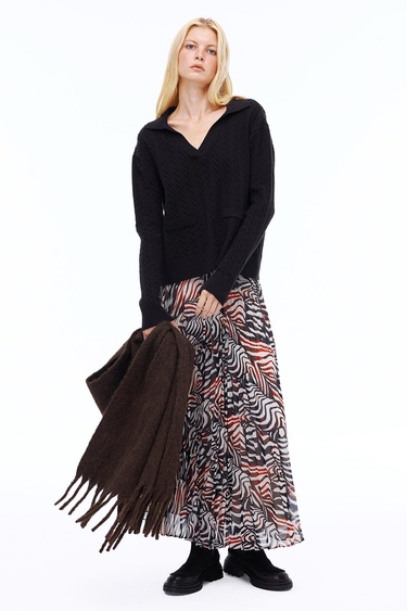  Deannas Rahat Kalıp Zebra Desen Midi Boy Çok Renkli Etek