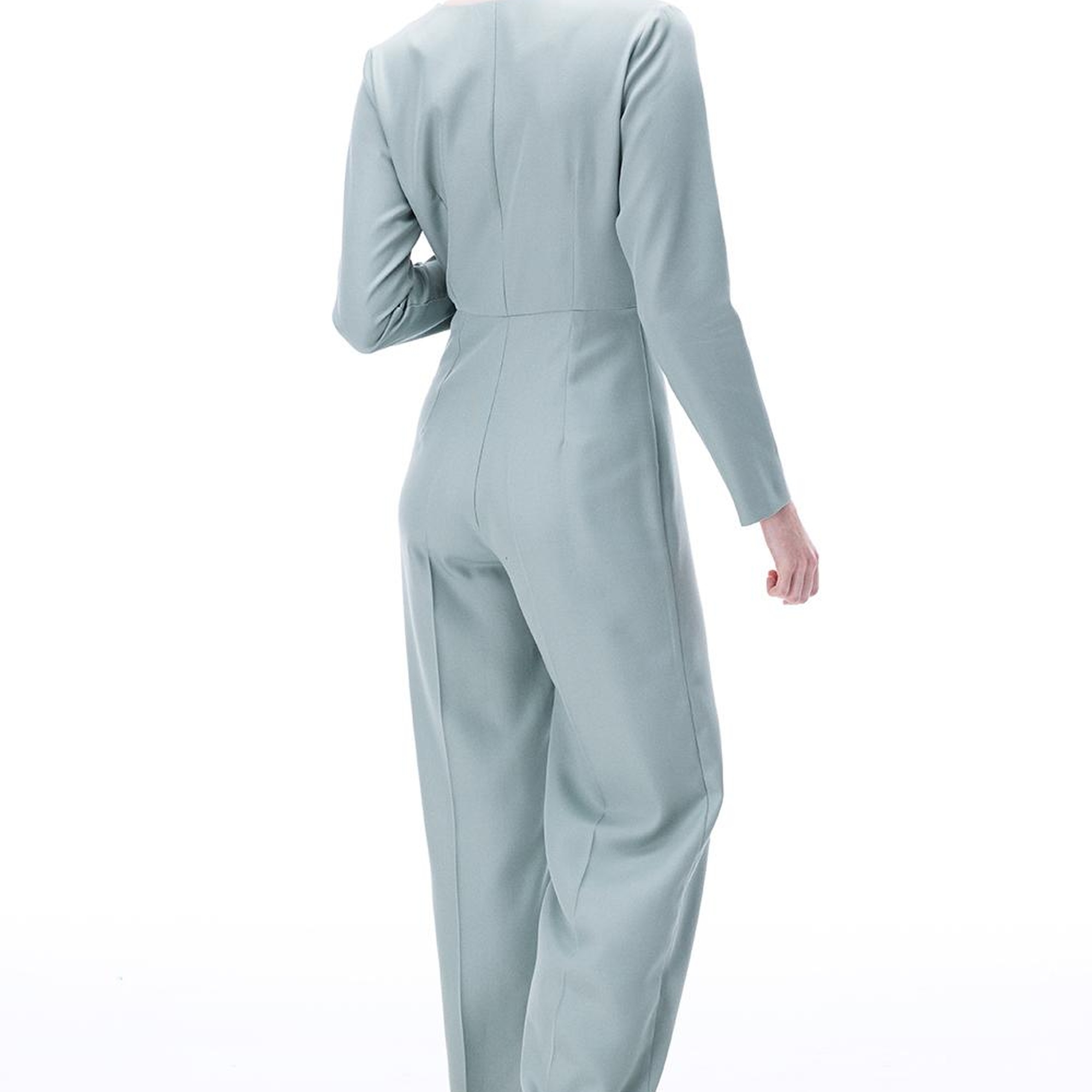 Morla Regular Fit Uzun Boy Takma Kol Yuvarlak Yaka Mint Tulum