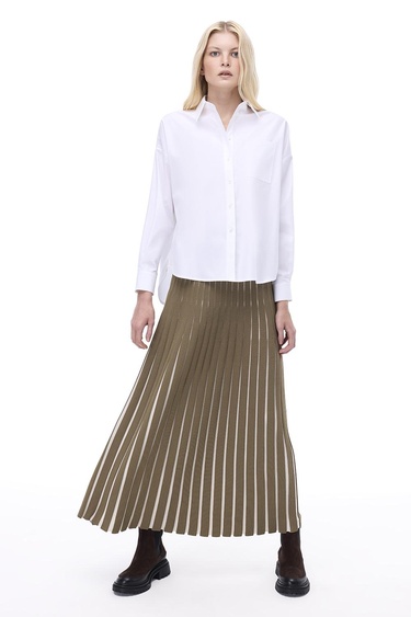  Triko Rahat Kalıp Bilek Boy Hakı Etek