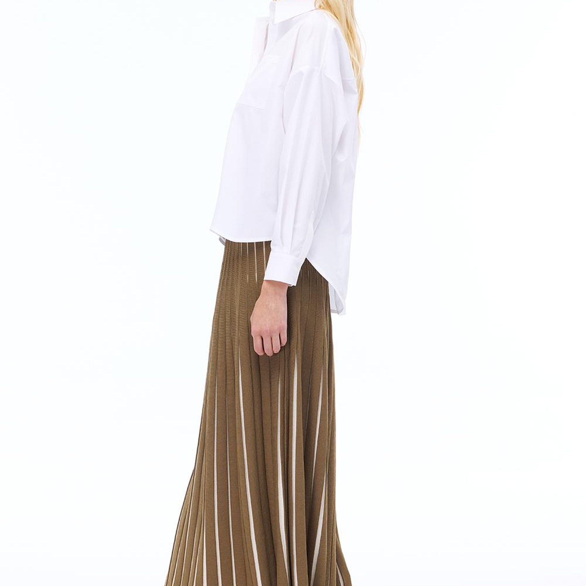 Triko Rahat Kalıp Bilek Boy Hakı Etek