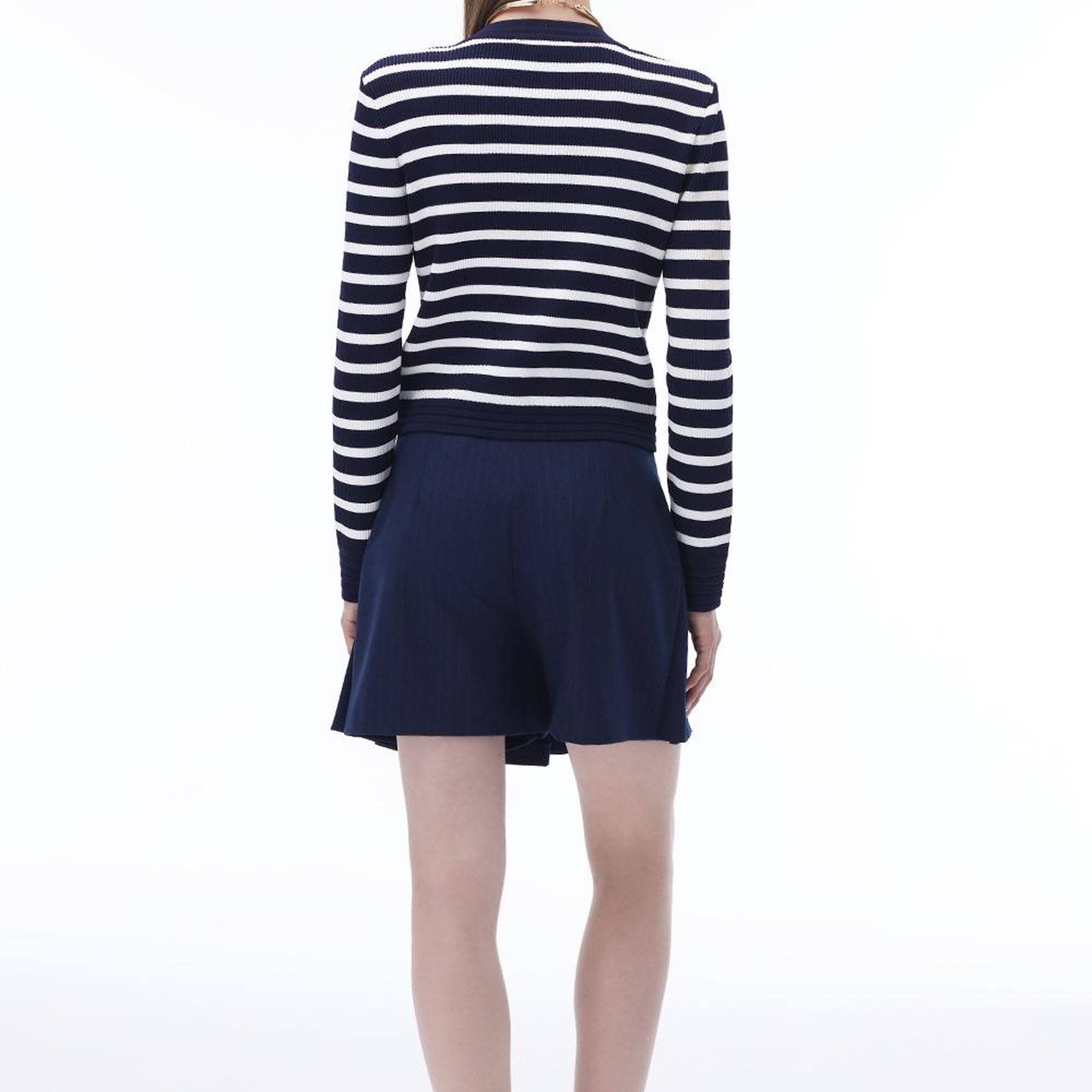 Triko Slim Fit Standart Boy Takma Kol Bisiklet Yaka Ekru lacıvert Hırka