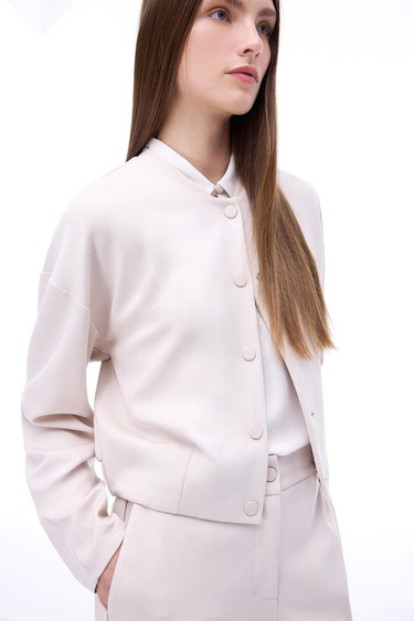  Arnes Regular Fit Standart Boy Takma Kol Bisiklet Yaka Bej Mont