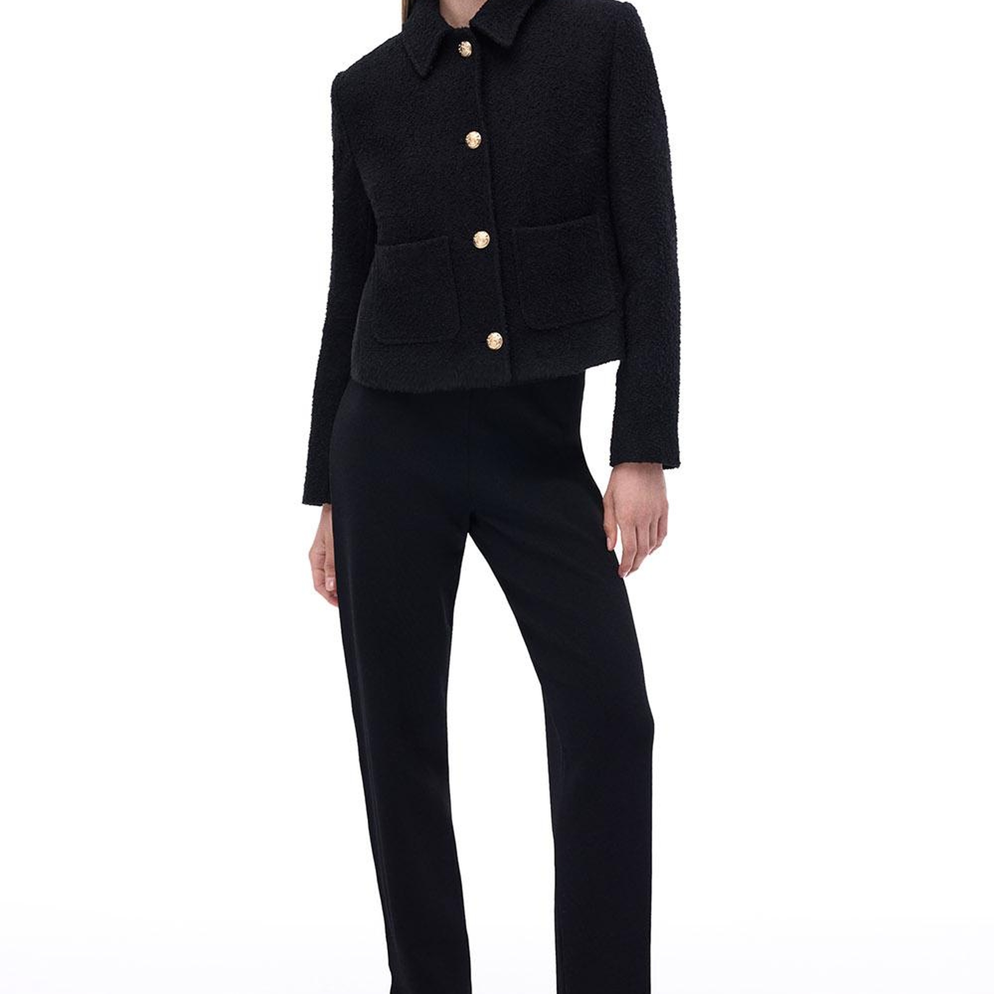 Triko Rahat Kalıp Bilek Boy Siyah Pantolon