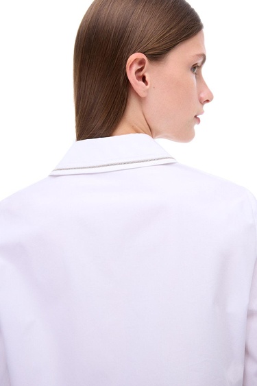  Amelias Regular Fit Standart Boy Takma Kol Gömlek Yaka Beyaz Gömlek