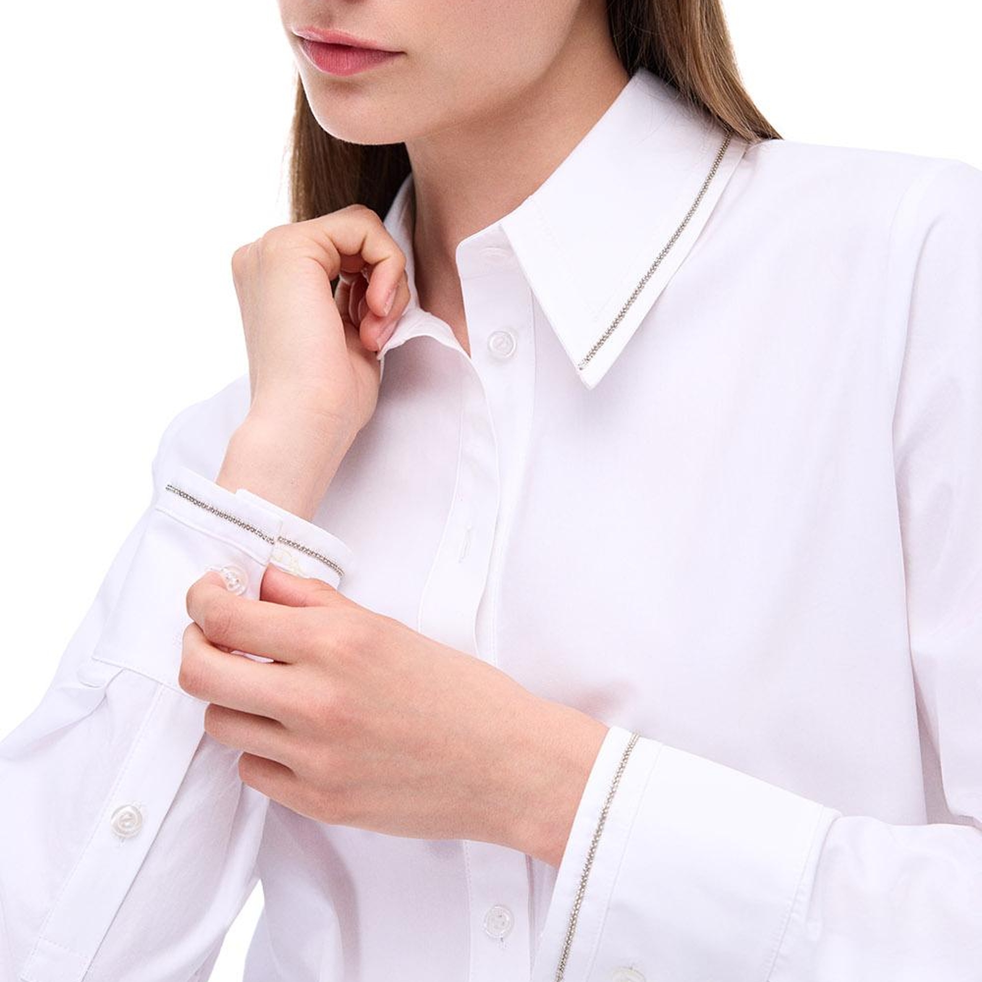 Amelias Regular Fit Standart Boy Takma Kol Gömlek Yaka Beyaz Gömlek