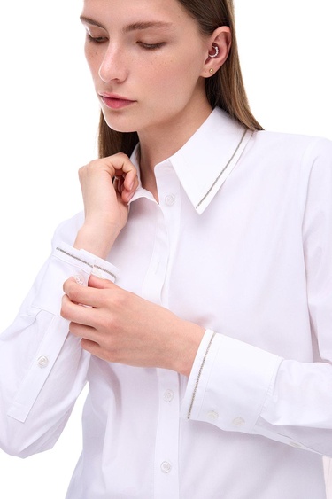  Amelias Regular Fit Standart Boy Takma Kol Gömlek Yaka Beyaz Gömlek