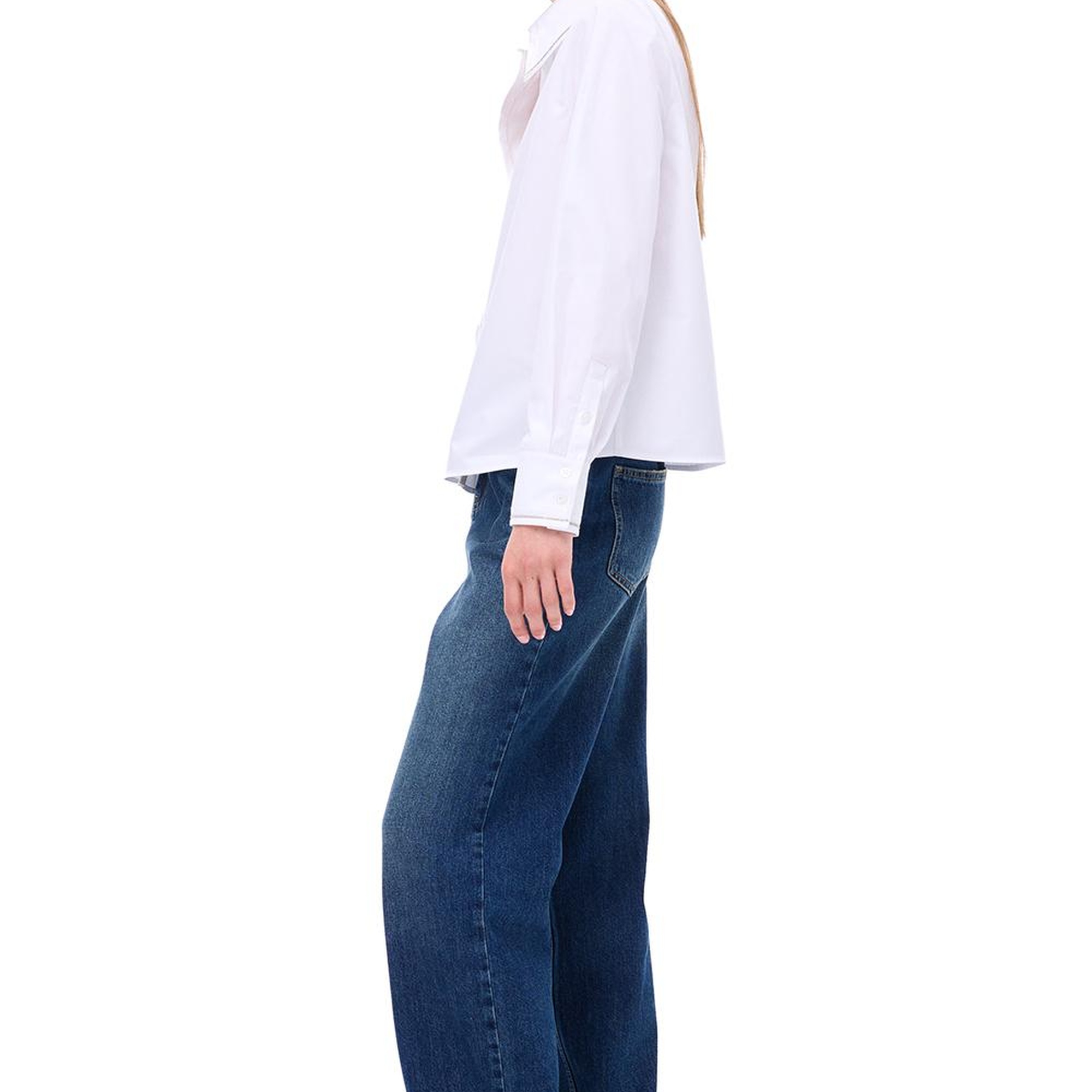 Amelias Regular Fit Standart Boy Takma Kol Gömlek Yaka Beyaz Gömlek