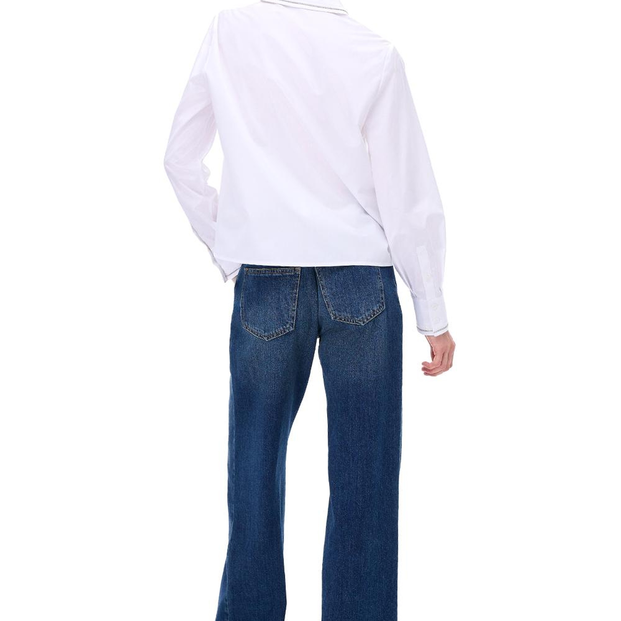 Amelias Regular Fit Standart Boy Takma Kol Gömlek Yaka Beyaz Gömlek