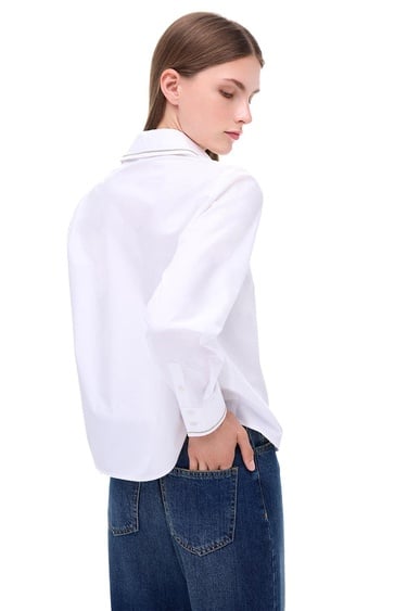  Amelias Regular Fit Standart Boy Takma Kol Gömlek Yaka Beyaz Gömlek