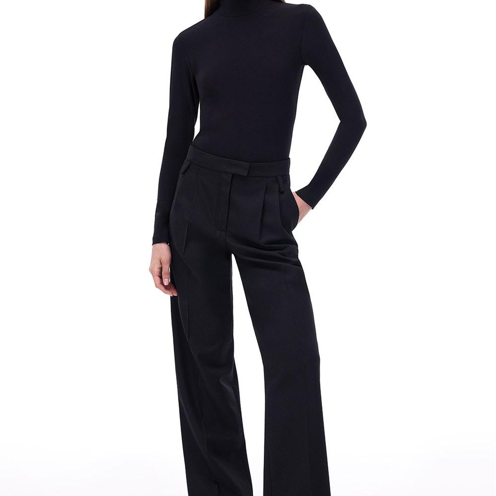 Triko Slim Fit Standart Boy Takma Kol Balıkçı Yaka Siyah Kazak