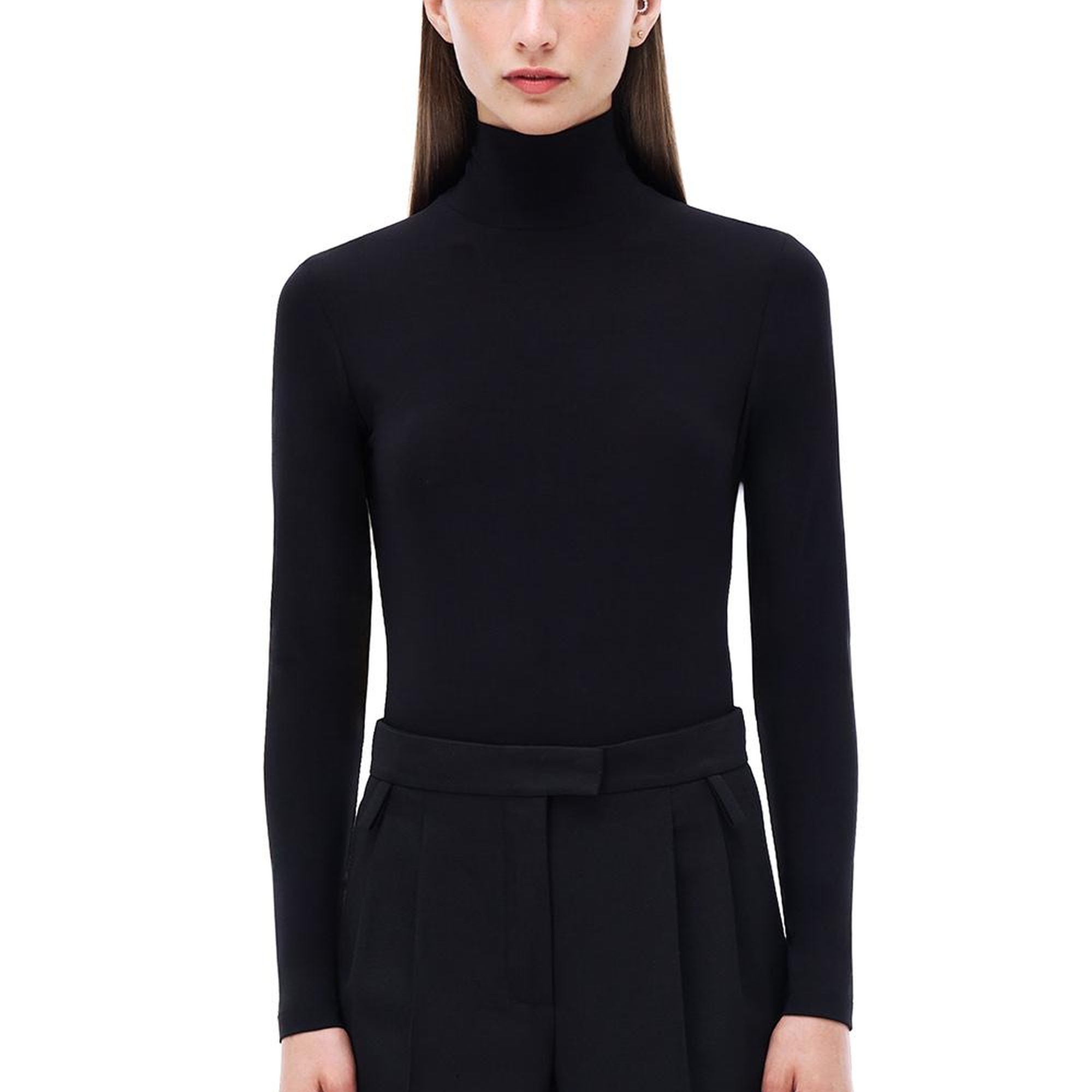 Triko Slim Fit Standart Boy Takma Kol Balıkçı Yaka Siyah Kazak