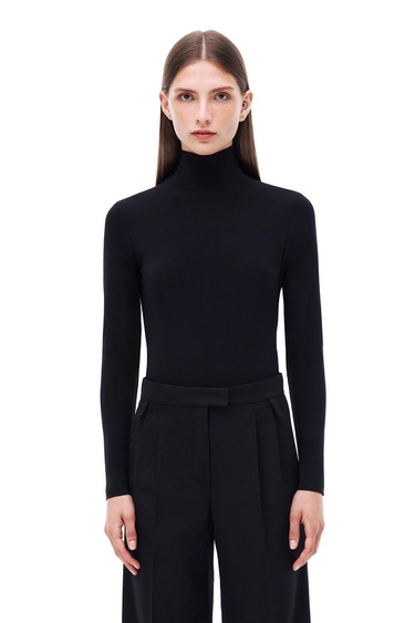  Triko Slim Fit Standart Boy Takma Kol Balıkçı Yaka Siyah Kazak