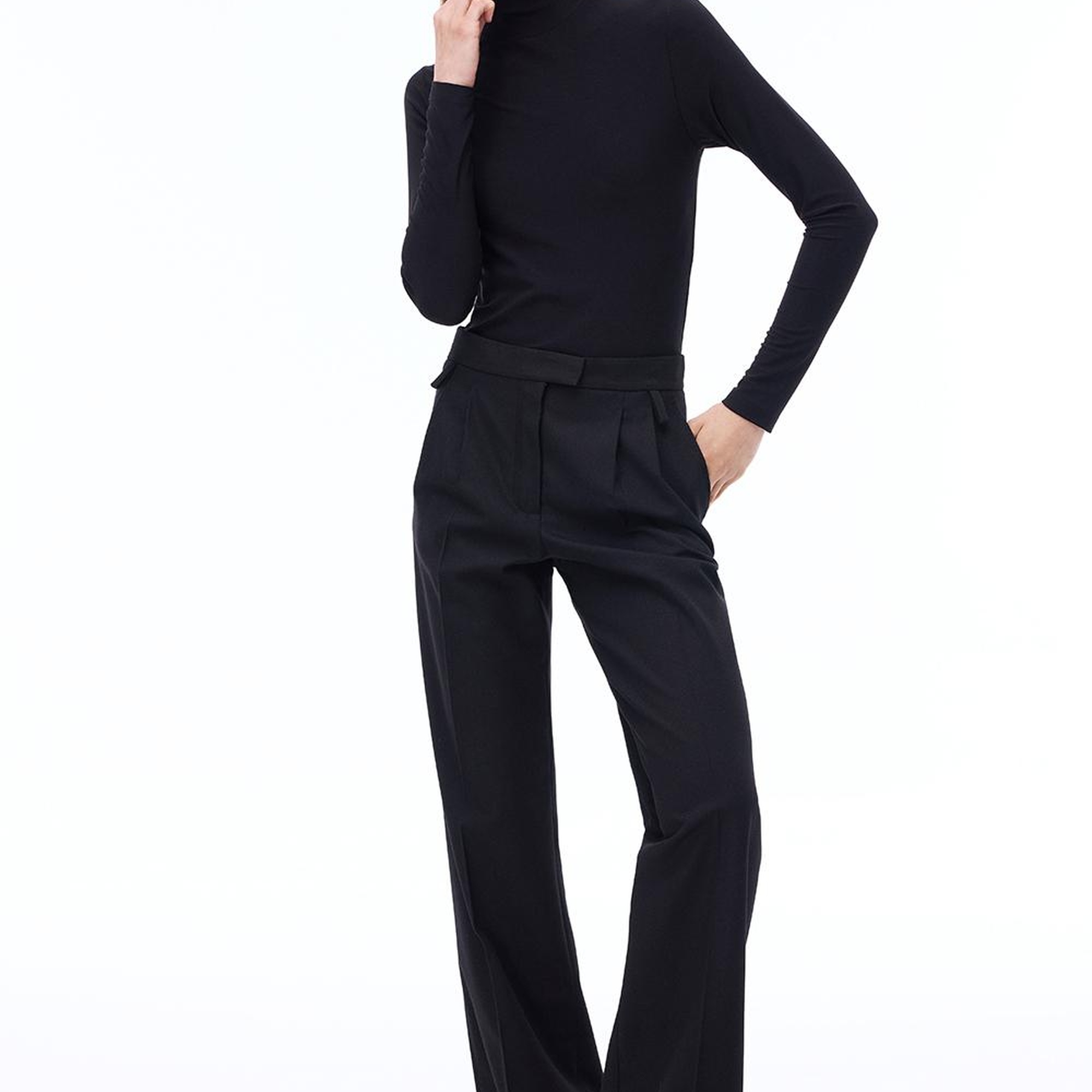 Triko Slim Fit Standart Boy Takma Kol Balıkçı Yaka Siyah Kazak