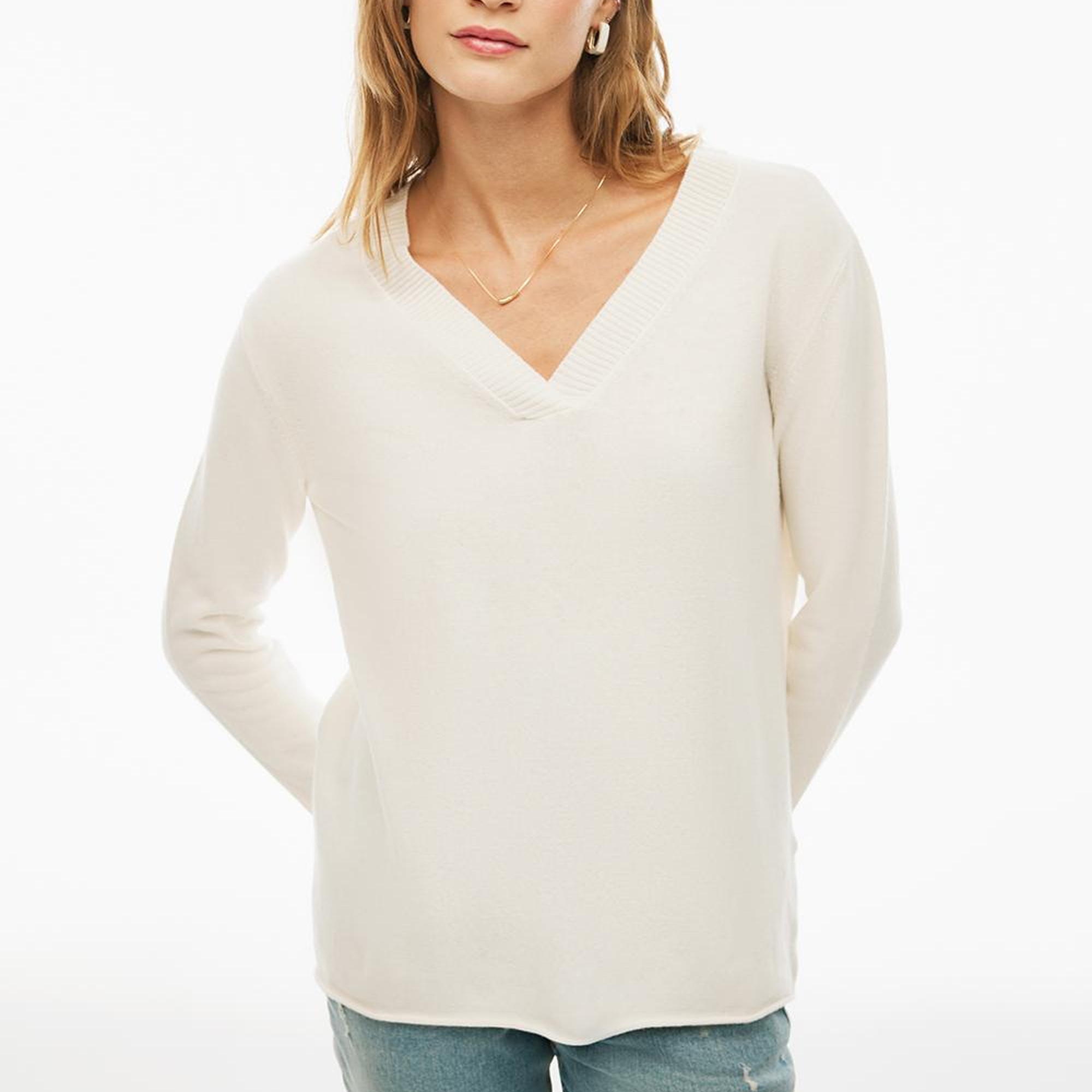 Mayra Regular Fit Standart Boy Ekru Renk Kadın Triko Bluz