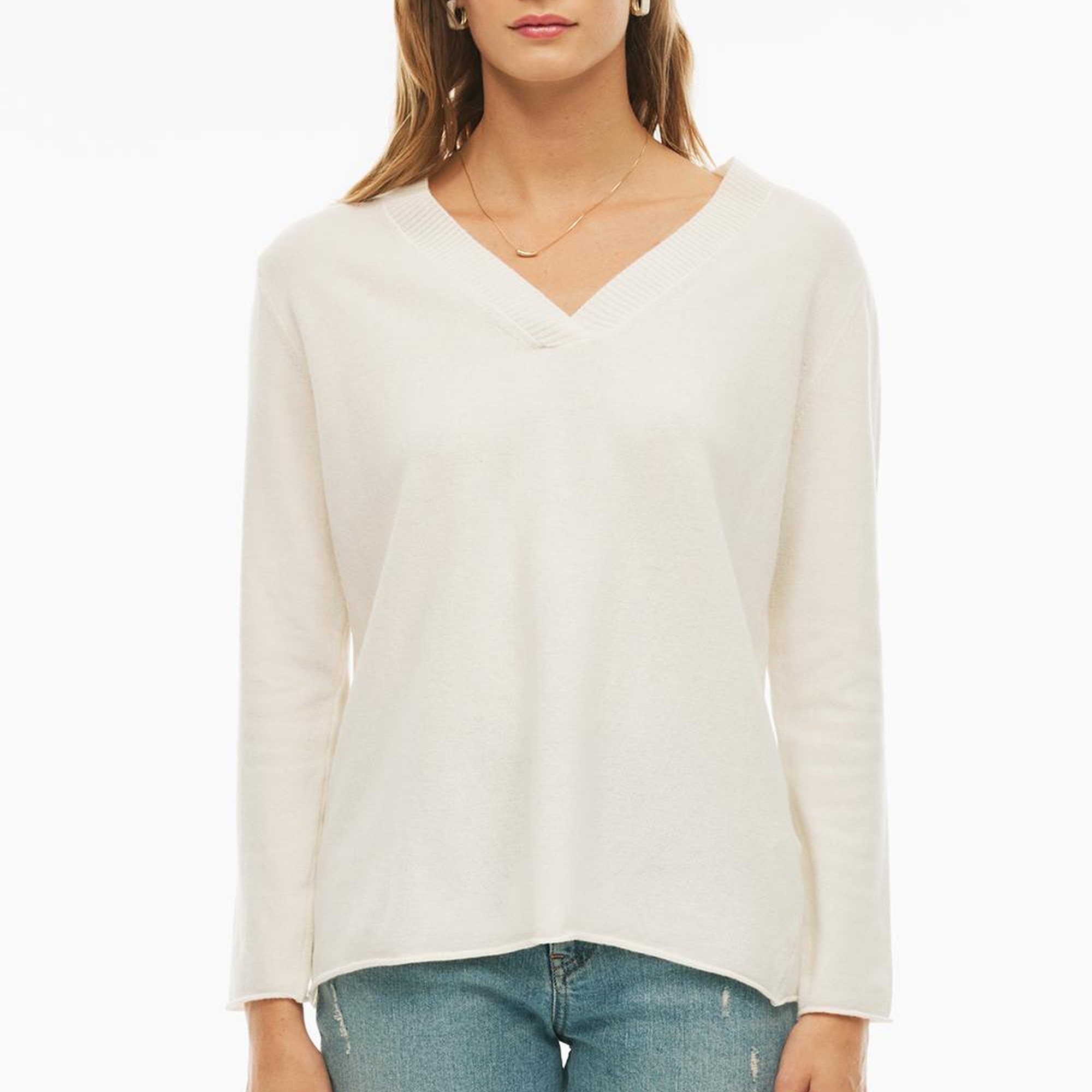 Mayra Regular Fit Standart Boy Ekru Renk Kadın Triko Bluz