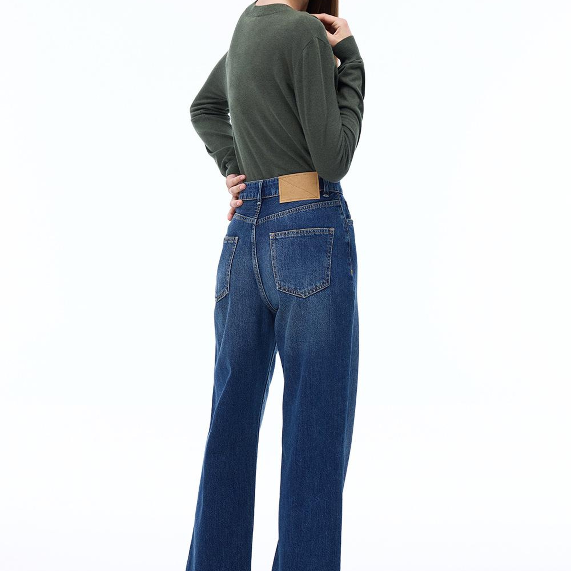 Triko Rahat Kalıp Standart Boy Takma Kol V-Yaka Hakı Kazak