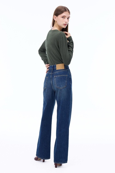  Triko Rahat Kalıp Standart Boy Takma Kol V-Yaka Hakı Kazak