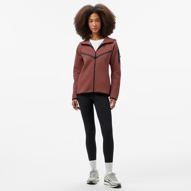  Nike Sportswear Tech Fleece Windrunner Kadın Kahverengi Kapüşonlu Sweatshirt