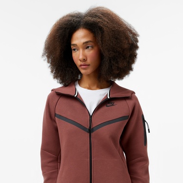  Nike Sportswear Tech Fleece Windrunner Kadın Kahverengi Kapüşonlu Sweatshirt